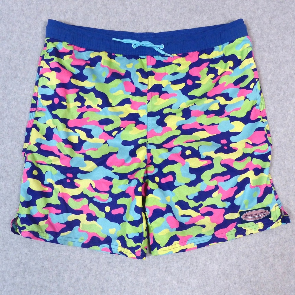 Vineyard Vines Speckled Neon Camo Youth Boys Swim Trunks Board Shorts Large 16